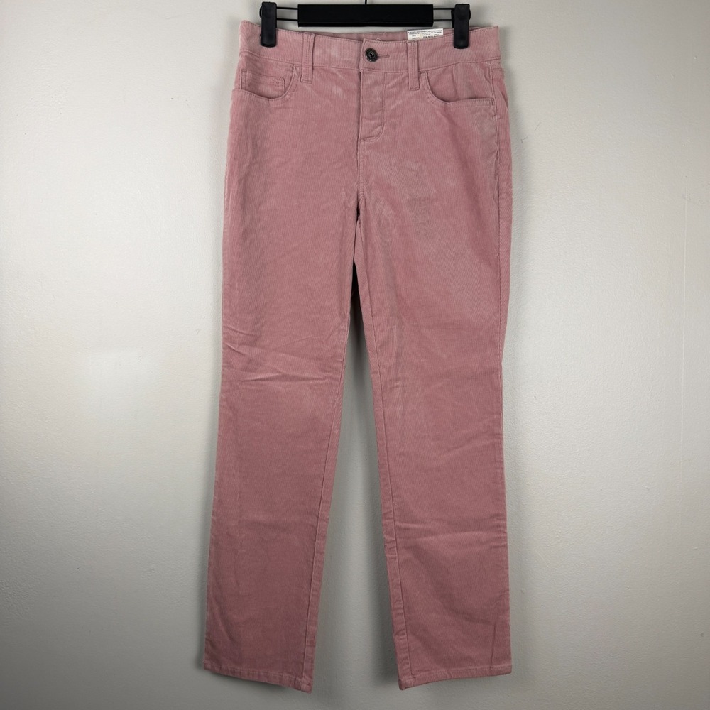 St. John's Bay Corduroy Pants Women's 6 Petite Pink Cotton Mid-Rise Straight Leg
